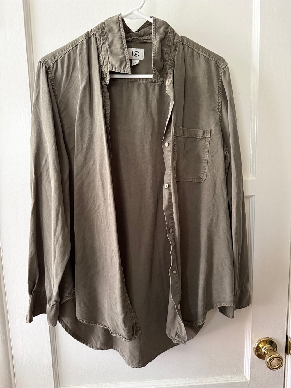 tentree Washed Olive Button-Up Shirt